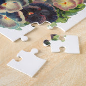Victoriaans Paasengel met Paarse Pansy Flowers Legpuzzel (Zijkant)