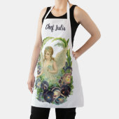 Victoriaans Paasengel met Paarse Pansy Flowers Schort (Insitu)