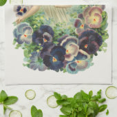 Victoriaans Paasengel met Paarse Pansy Flowers Theedoek (Gevouwen)