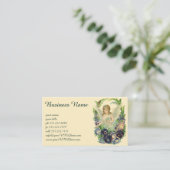 Victoriaans Paasengel met Paarse Pansy Flowers Visitekaartje (Staand voorkant)