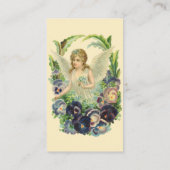 Victoriaans Paasengel met Paarse Pansy Flowers Visitekaartje (Achterkant)