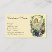 Victoriaans Paasengel met Paarse Pansy Flowers Visitekaartje (Voorkant)