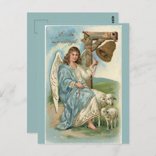  Victoriaans Paasengel met Schaap Briefkaart (Voorkant / Achterkant)