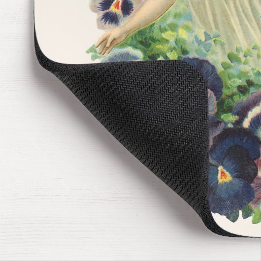 Victoriaans Paasengel met viooltjesbloemen paars Muismat (Hoek)