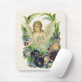 Victoriaans Paasengel met viooltjesbloemen paars Muismat (Met muis)