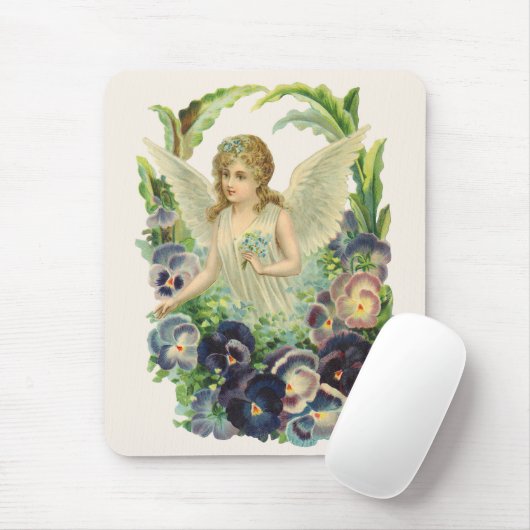 Victoriaans Paasengel met viooltjesbloemen paars Muismat (Met muis)