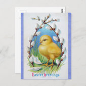  Victoriaans paasgroeten Schattige kuiken Briefkaart (Voorkant / Achterkant)