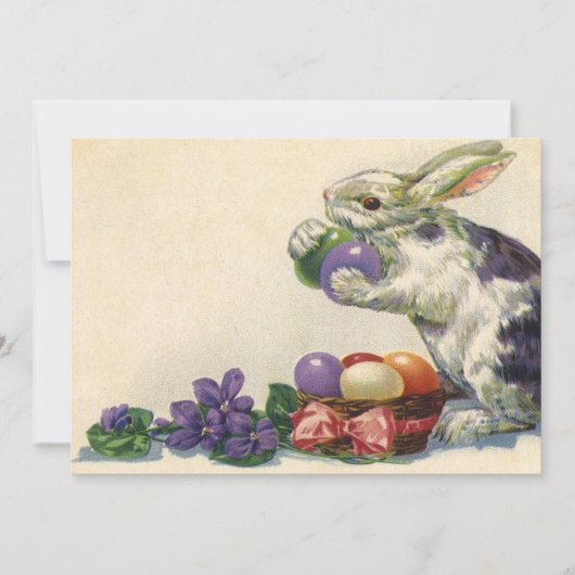  Victoriaans paashaas, bloemen en eitjes Feestdagenkaart (Voorkant)