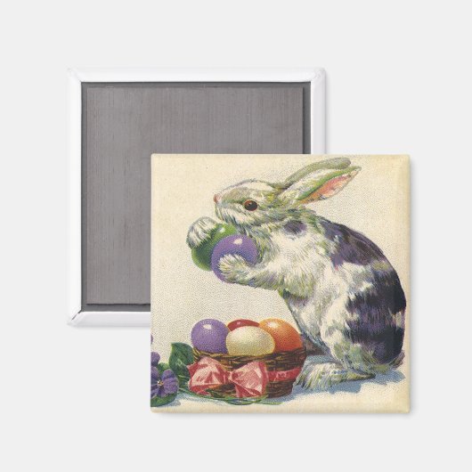  Victoriaans paashaas, bloemen en eitjes Magneet (Voorkant / Achterkant)