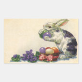  Victoriaans paashaas, bloemen en eitjes Rechthoekige Sticker (Voorkant)