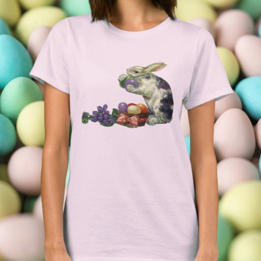  Victoriaans paashaas, bloemen en eitjes T-shirt