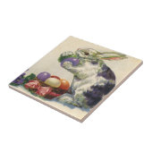 Victoriaans paashaas, bloemen en eitjes Tegeltje (Zijkant)