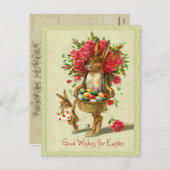 Victoriaans paashaas feestdagenkaart (Voorkant / Achterkant)