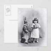 Victoriaans Paashaas met Meisje Feestdagenkaart (Voorkant / Achterkant)