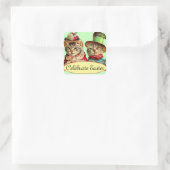 Victoriaans Paaskatten in Petten Vierkante Sticker (Tas)