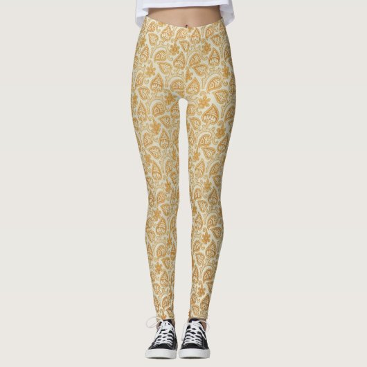 Victoriaans paisley bladpatroon leggings (Voorkant)