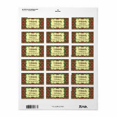 Victoriaans paisley patroon elegant rood groen gou etiket (Full Sheet)