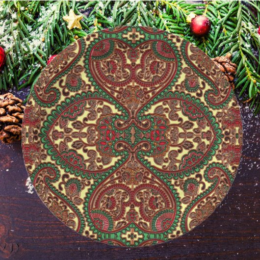 Victoriaans paisley patroon elegant rood groen gou papieren bordje