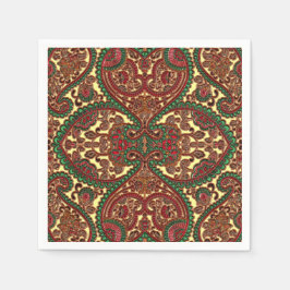 Victoriaans paisley patroon elegant rood groen gou servet