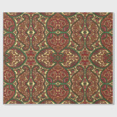 Victoriaans paisleypatroon elegant rood groen goud cadeaupapier (Vlak)