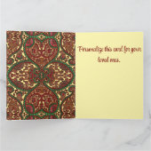 Victoriaans paisleypatroon elegant rood groen goud kaart (Binnen)