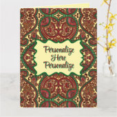 Victoriaans paisleypatroon elegant rood groen goud kaart (Gele Bloem)