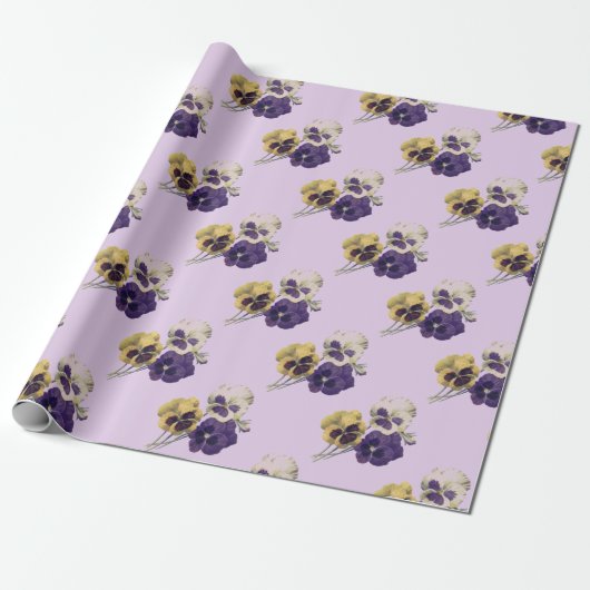 /Victoriaans Pansy Flowers Cadeaupapier (Uitgerold)