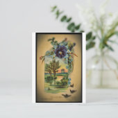 Victoriaans Pansy Pastoral Briefkaart (Staand voorkant)