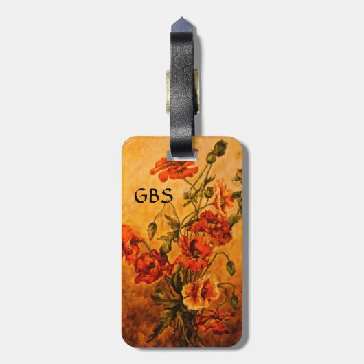 Victoriaans papavers Labels met aangepaste monogra (Achterkant verticaal)