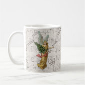 Victoriaans papierschroot van de kerstengel met br koffiemok (Links)