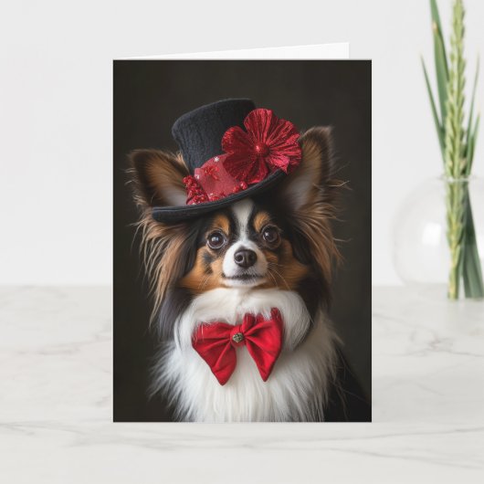 Victoriaans Papillon Christmas Feestdagen Kaart (Voorkant)