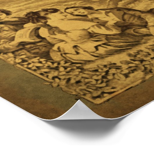 Victoriaans paren picknick Poster (Hoek)