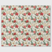 Victoriaans parfumflessen Kerstbloemen Cadeaupapier (Vlak)