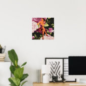 Victoriaans Parijs Botanisch paars Roos Pin Up Gir Poster (Thuiskantoor)