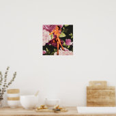 Victoriaans Parijs Botanisch paars Roos Pin Up Gir Poster (Keuken)