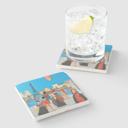 Victoriaans Parijs Stenen Onderzetter (Zijkant)