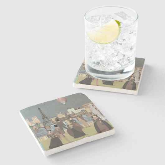 Victoriaans Parijs Stenen Onderzetter (Zijkant)