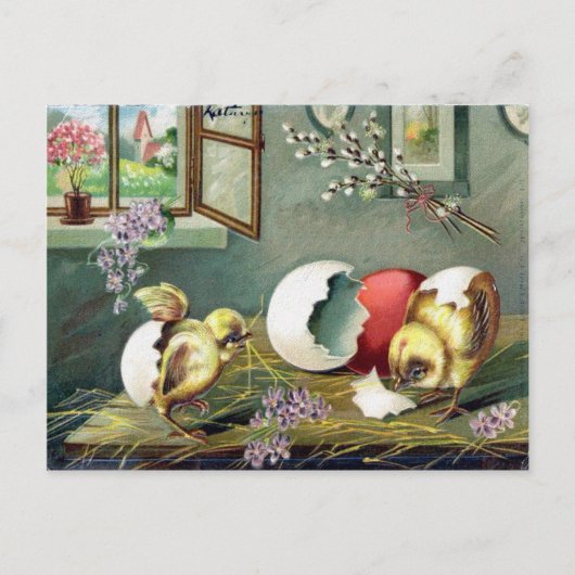 Victoriaans Pasen Feestdagenkaart (Voorkant)