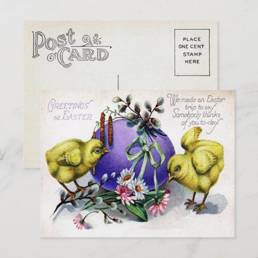 Victoriaans Pasen Feestdagenkaart (Voorkant / Achterkant)