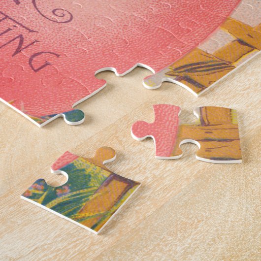  Victoriaans Pasen Groet Twee Konijntjes Kus Legpuzzel (Zijkant)