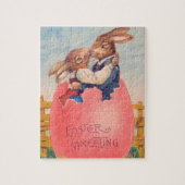  Victoriaans Pasen Groet Twee Konijntjes Kus Legpuzzel (Verticaal)