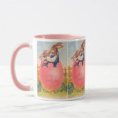 Victoriaans Pasen Groet Twee Konijntjes Kus Mok (Links)