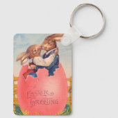 Victoriaans Pasen Groet Twee Konijntjes Kus Sleutelhanger (Achterkant)