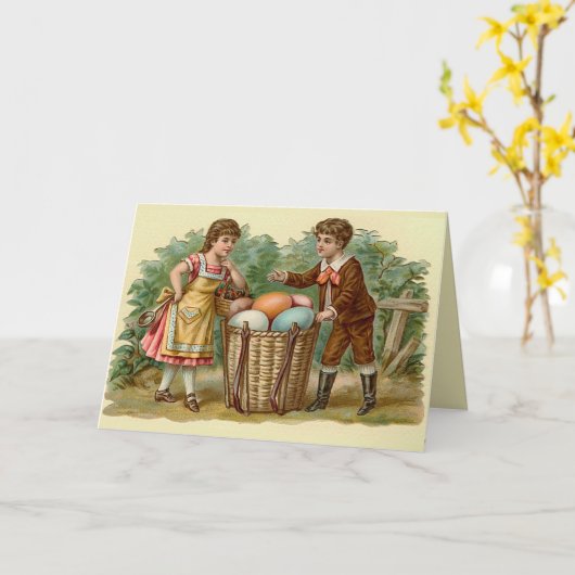 Victoriaans Pasen Kaart (Gele Bloem)