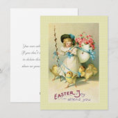 Victoriaans Pasen Kaart Meisje Rozen in Ei & Kuike (Voorkant / Achterkant)