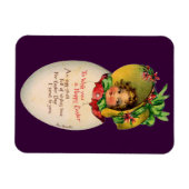 Victoriaans Pasen,  Meisje met Bonnet in Egg Magneet (Horizontaal)