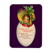 Victoriaans Pasen,  Meisje met Bonnet in Egg Magneet (Verticaal)