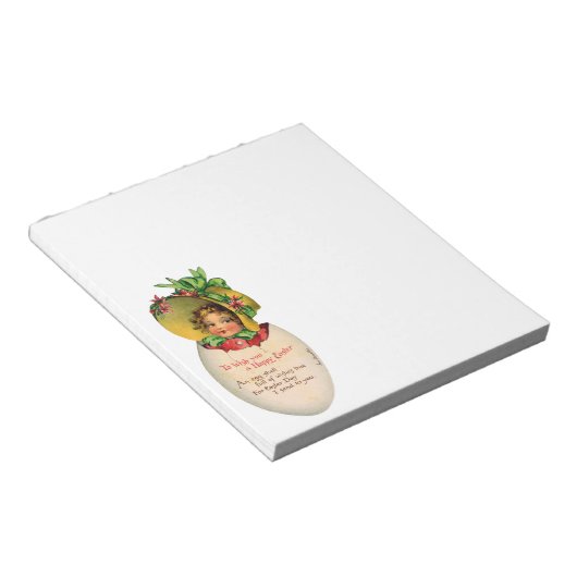 Victoriaans Pasen,  Meisje met Bonnet in Egg Notitieblok (Schuin)