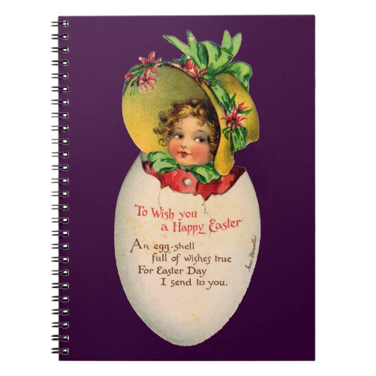 Victoriaans Pasen,  Meisje met Bonnet in Egg Notitieboek (Voorkant)