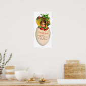 Victoriaans Pasen,  Meisje met Bonnet in Egg Poster (Keuken)